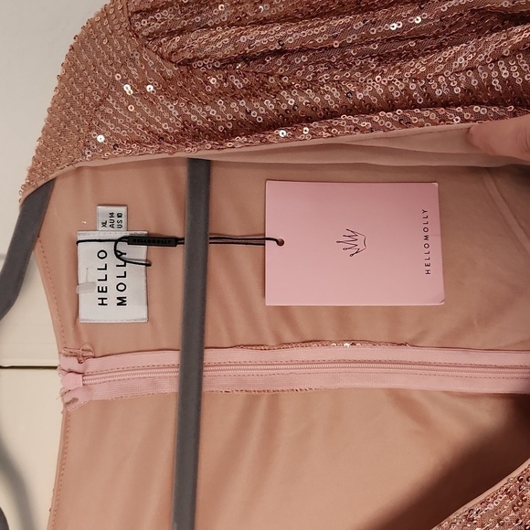 ✨️NWT HELLO MOLLY ZOE SEQUIN DRESS in Bronze XL - Picture 2 of 15